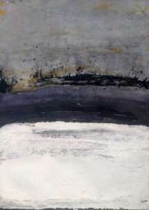 Black and white minimal abstract painting with layered texture