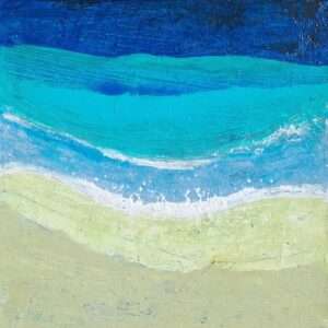 Light aqua and sand abstract painting inspired by beach and ocean waves