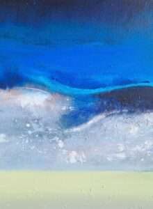 Deep blue abstract painting with soft wave-like gradient