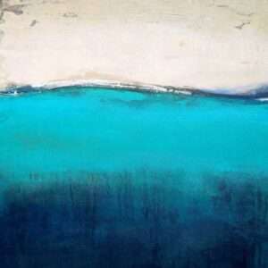 Minimal turquoise and white abstract seascape painting with soft gradient textures