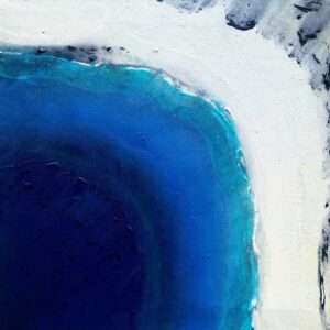 Deep blue circular abstract painting with fluid ocean motion effect